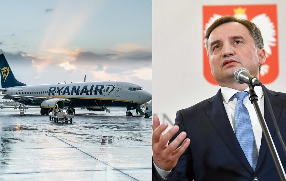 Samolot linii Ryanair; minister sprawiedliwości i prokurator generalny Zbigniew Ziobro / autor: Fratria; PAP/Radek Pietruszka