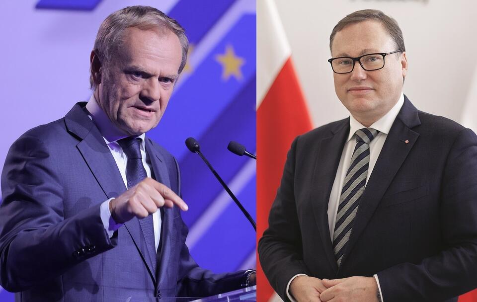 Lider PO Donald Tusk i senator Grzegorz Bierecki  / autor: Fratria