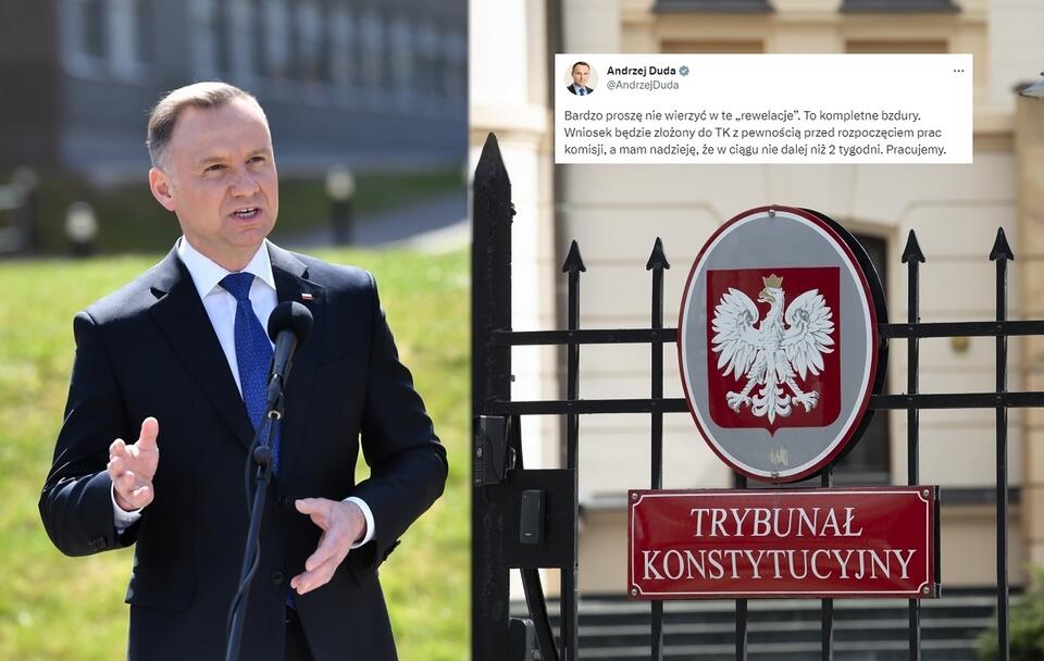 Prezydent Andrzej Duda; Trybunał Konstytucyjny / autor: PAP/Marcin Bielecki; Fratria/Twitter