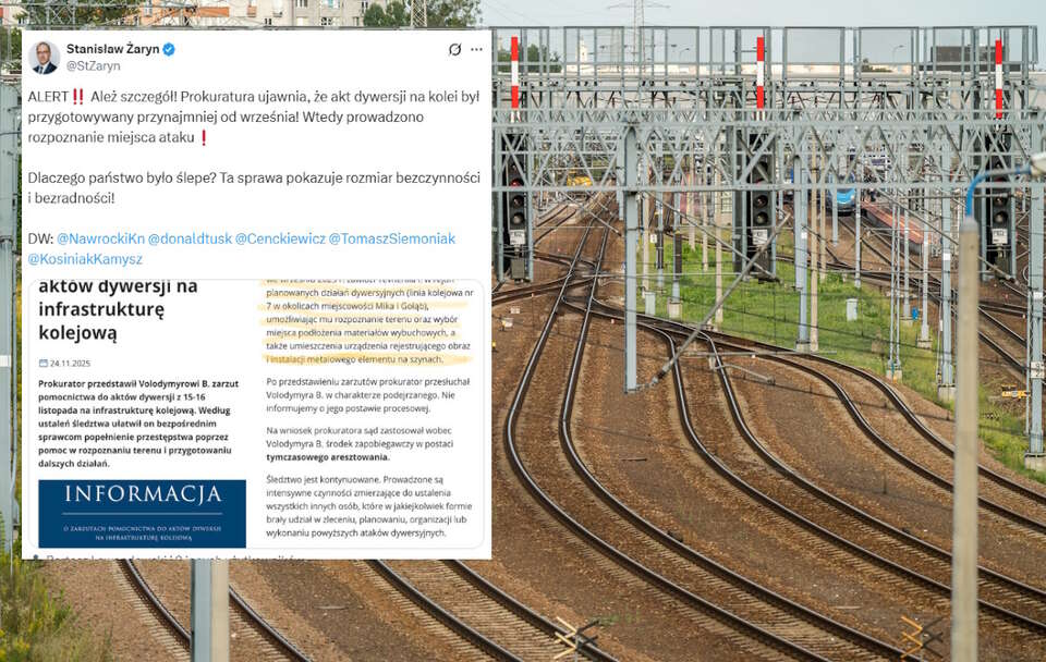 Dywersanci mieli dwa miesiące na przygotowanie ataku na kolei / autor: Fratria/X