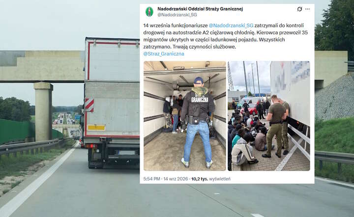 Odkryli 35 migrantów w chłodni. Ciężarówka na trasie A2
