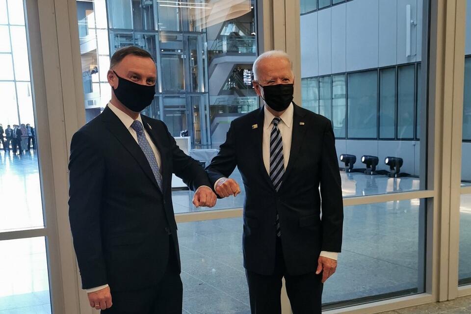Prezydent RP Andrzej Duda i prezydent USA Joe Biden po spotkaniu na szczycie NATO w Brukseli / autor: Twitter/Krzysztof Szczerski