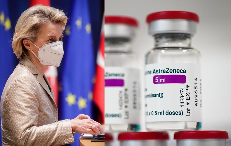 Szefowa KE Ursula von der Leyen; szczepionki firmy AstraZeneca / autor: PAP/EPA