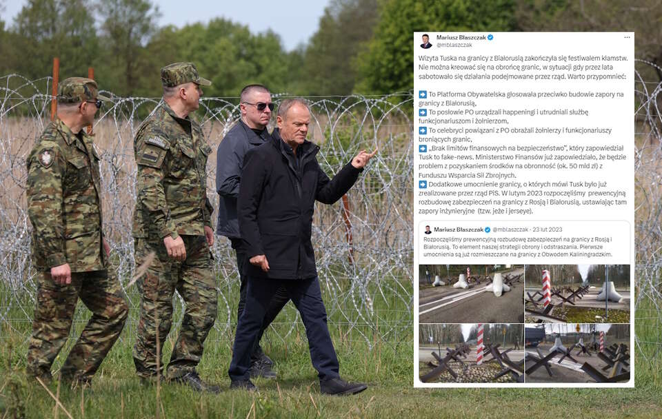 Donald Tusk przy granicy z Białorusią / autor: PAP/Paweł Supernak/X