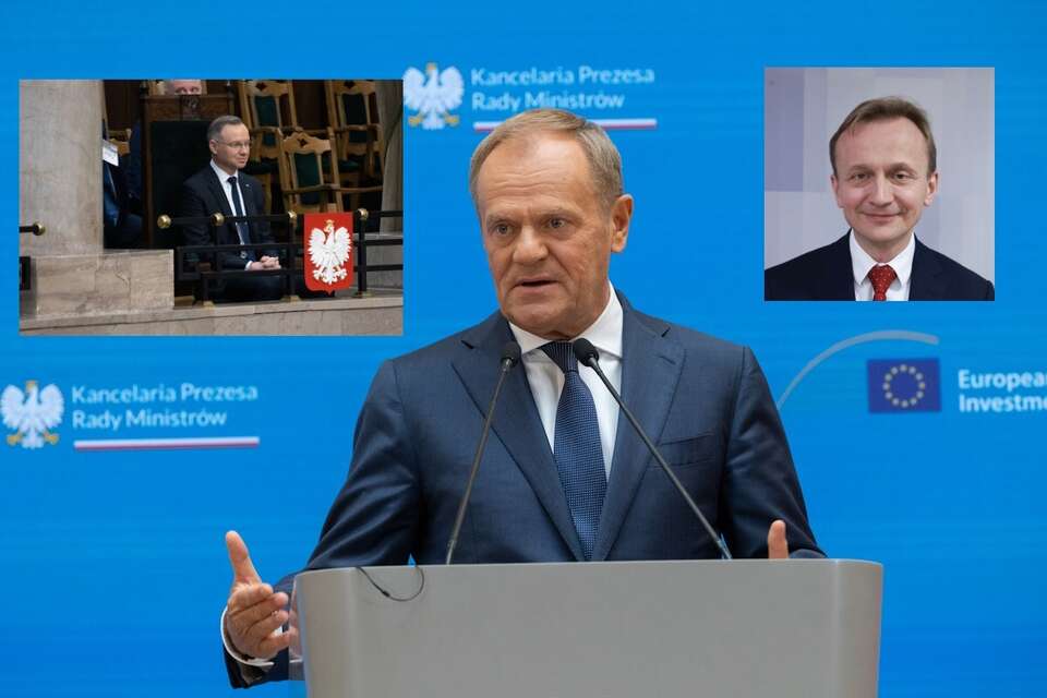 Prezydent Andrzej Duda, Donald Tusk, Piotr Serafin / autor: Fratria/By Gov.pl, CC BY 3.0 pl,/https://creativecommons.org/licenses/by/3.0/pl/deed.en