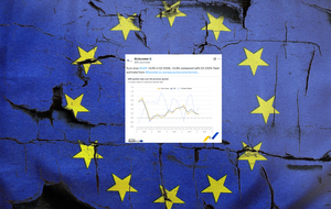 Flaga UE i wykres Eurostatu / autor: Pixabay/Mediamodifier