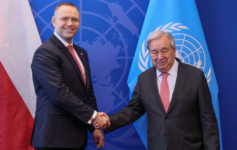 Karol Nawrocki i Antonio Guterres / autor: PAP/Leszek Szymański