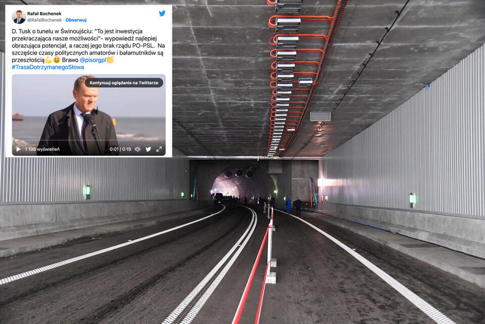 Otwarcie tunelu pod Świną, który połączył wyspy Uznam i Wolin, ma zapewnić lepszą komunikację dla mieszkańców i turystów / autor: PAP/Marcin Bielecki/Twitter