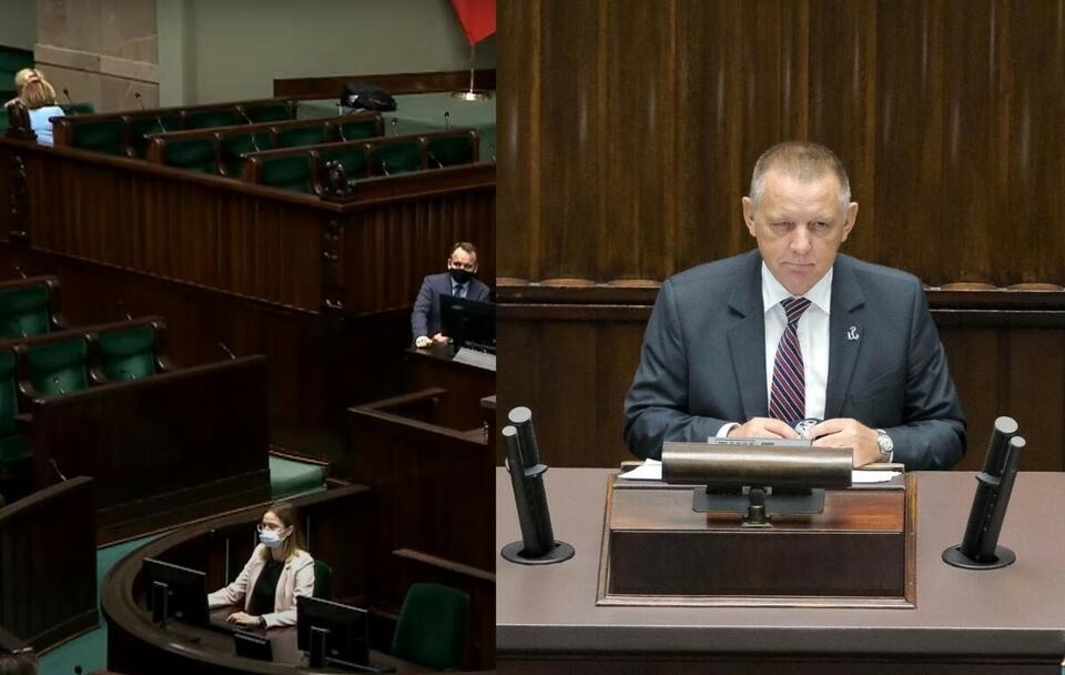 Wystąpienie prezesa NIK nie cieszyło się dużym zainteresowaniem / autor: YouTube/Sejm RP; PAP/Mateusz Marek