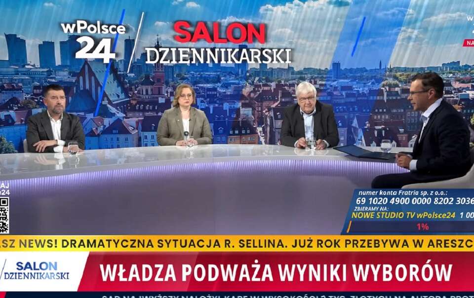 "Salon Dziennikarski" na antenie Telewizji wPolsce24 / autor: YT: wPolsce24