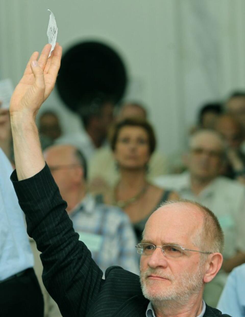 Krzysztof Czabański podczas drugiego dnia zjazdu wyborczego SDP, W pierwszym dniu zjazdu Stowarzyszenia Dziennikarzy Polskich delegatom nie udało się wybrać nowego prezesa. Fot. PAP/Radek Pietruszka  