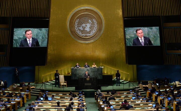 Prezydent Andrzej Duda na sesji ONZ w Nowym Jorku, fot. PAP/Radek Pietruszka