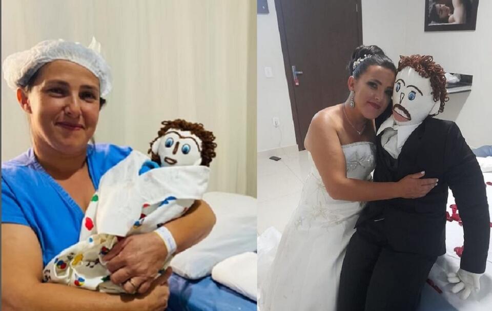 Merivone Rochha Moraes wyszła za mąż za szmacianą lalkę i "urodziła" jej "syna" / autor: Instagram/meirivone_santinha