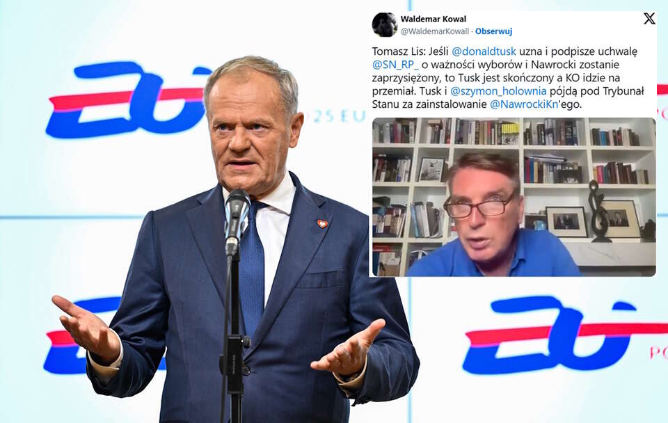 Donald Tusk, Tomasz Lis / autor: PAP/Wiktor Dąbkowski/X