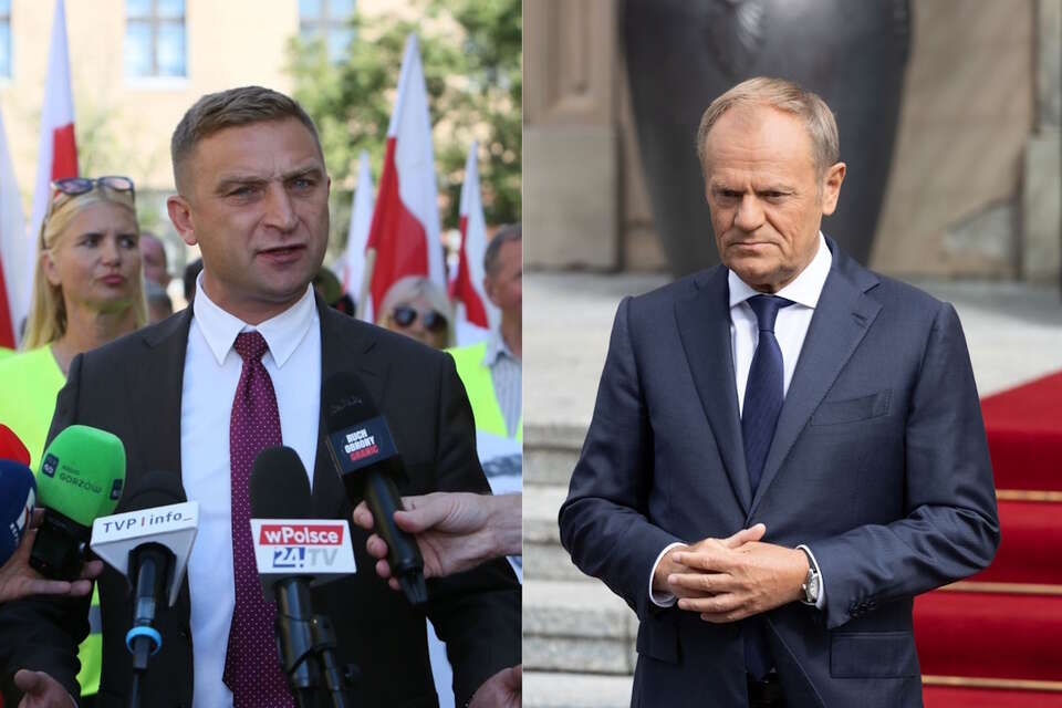 Robert Bąkiewicz i Donald Tusk / autor: PAP-Lech Muszyński/Fratria