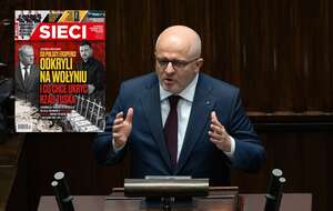 Paweł Kowal na mównicy sejmowej. W miniaturze: okładka nowego numeru "Sieci" / autor: Fratria 