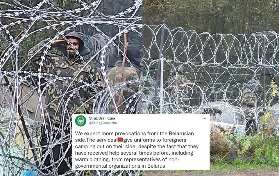 Migranci w białoruskich mundurach / autor: Twitter/Straż Graniczna