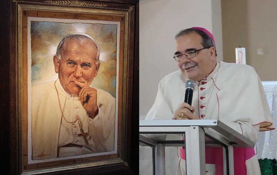 Św. Jan Paweł II, abp Filipazzi / autor: Fratria/screenshoot - Youtube: Caritas Nigeria