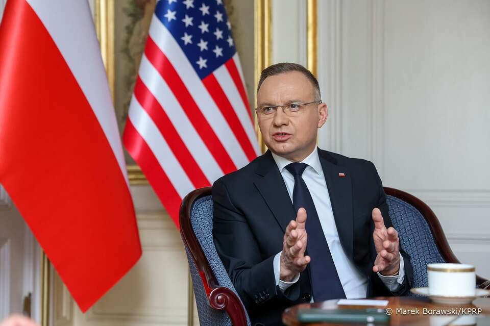 Wywiad z prezydentem RP Andrzejem Dudą podczas wizyty w USA / autor: Marek Borawski/KPRP