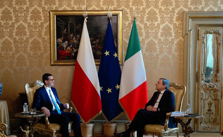 premier Mateusz Morawiecki i premier Włoch Mario Draghi podczas grudniowego spotkania w Rzymie / autor: AnkaPolska/Twitter