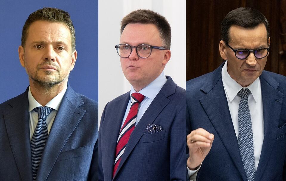 Rafał Trzaskowski, Szymon Hołownia i Mateusz Morawiecki / autor: Fratria