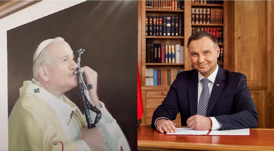 Jan Paweł II/ prezydent Andrzej Duda / autor: Twitter/WPałacu Prezydenckim/Igor Smirnow/KPRP