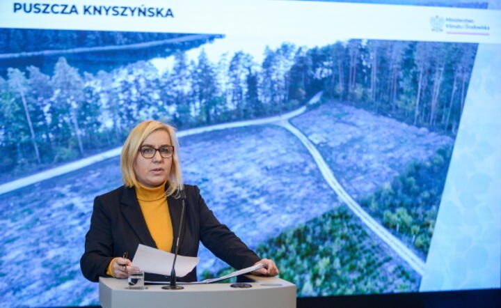 Minister klimatu i środowiska Paulina Hennig-Kloska na konferencji prasowej w Warszawie / autor: PAP/Marcin Obara