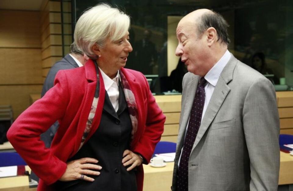 Szefowa MFW Christine Lagarde i minister finansów Jan Vincent Rostowski. Fot. PAP / Olivier Hoslet