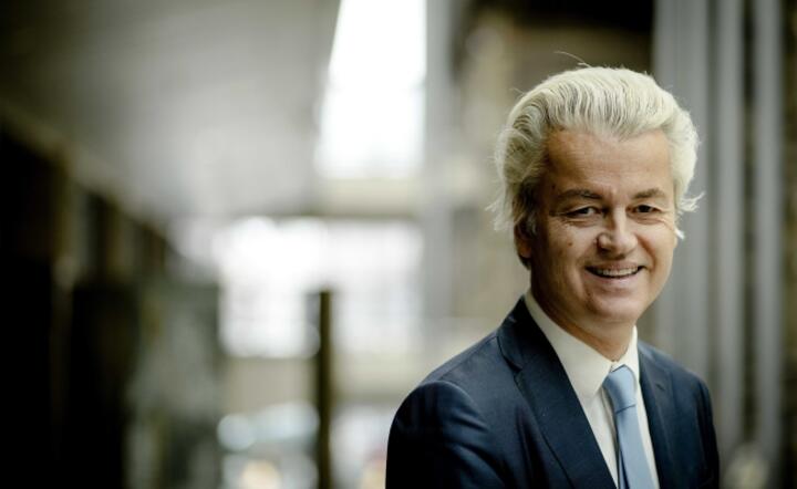 Szef holenderskiej Partii Wolności (RVV) Geert Wilders, fot. PAP/EPA/OBIN VAN LONKHUIJSEN 
