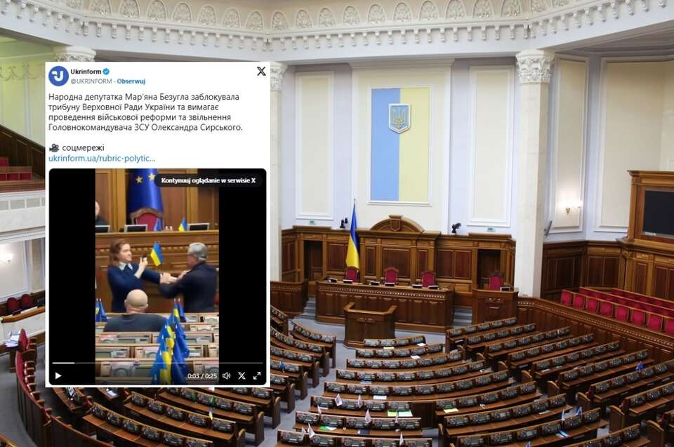 Do głośnej awantury doszło podczas posiedzenia ukraińskiej Rady Najwyższej. / autor: Fratria/X