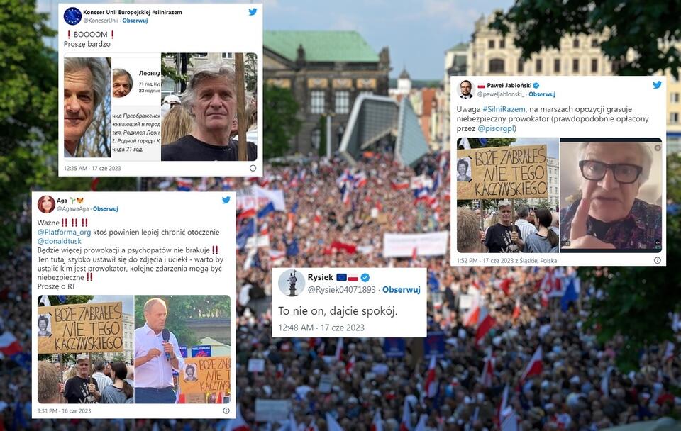 W tle lider PO Donald Tusk podczas wiecu na Placu Wolności w Poznaniu / autor: PAP/Jakub Kaczmarczyk/Twitter