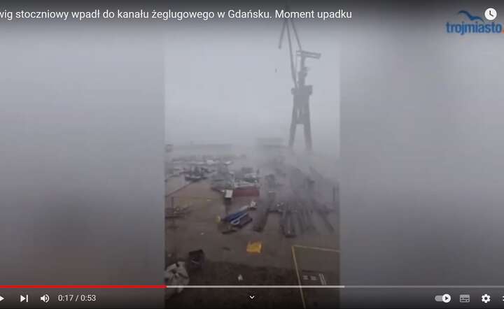 Wypadek z gdańskim dźwigiem stoczniowym / autor: fot. Trójmiasto.pl/YouTube