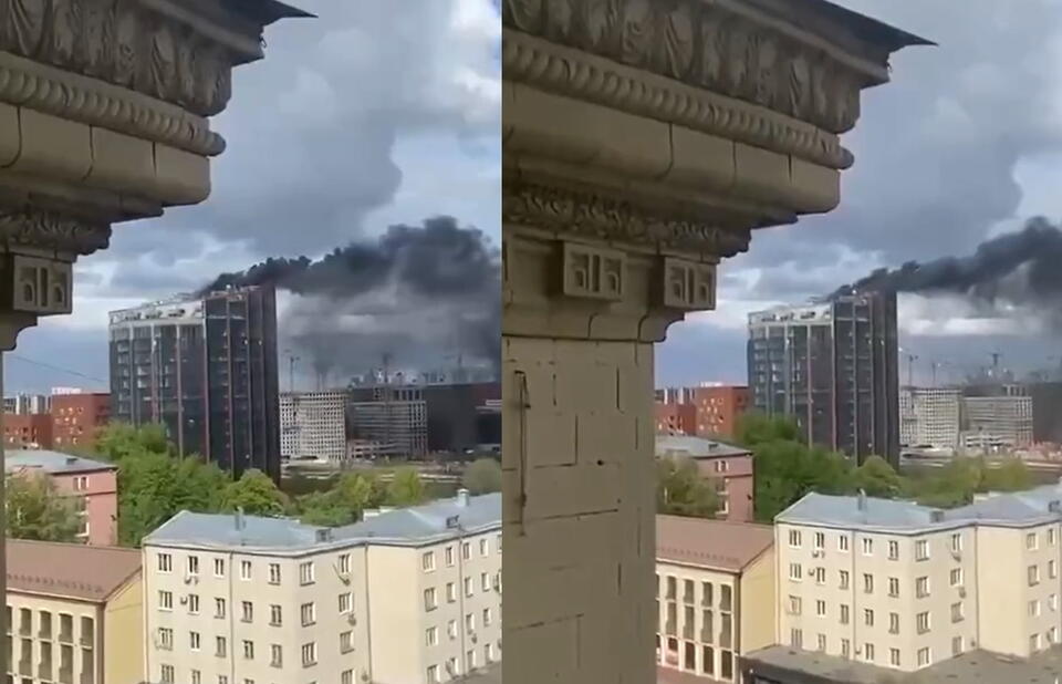 Pożar centrum biznesowego w Moskwie  / autor: Twitter TpyxaNews