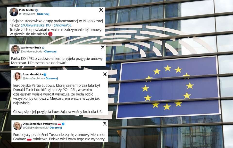 EPL do której w PE należą KO i PSL, pozytywnie oceniła w mediach społecznościowych podpisanie umowy UE–Mercosu / autor: Fratria