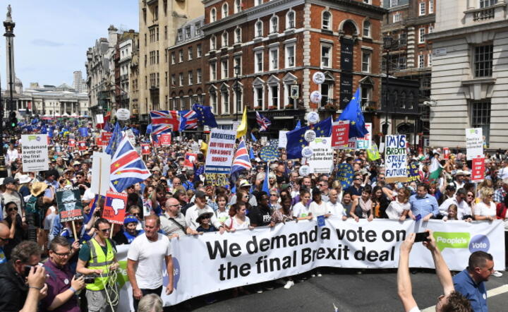 Marsz zwolenników powtórzenia referendum ws. Brexitu / autor: fot. PAP/EPA/Andy Rain (4)
