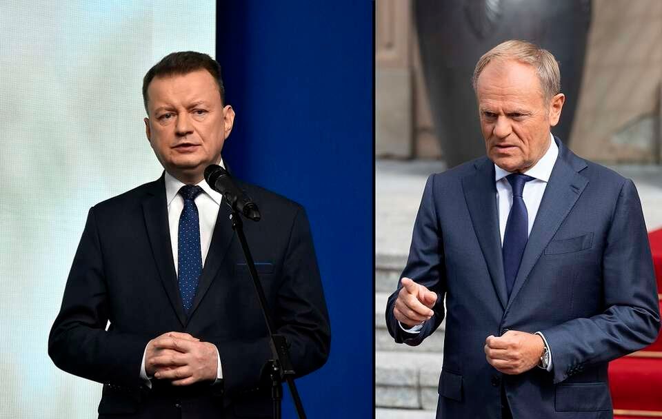 Szef klubu PiS Mariusz Błaszczak; lider PO, premier Donald Tusk / autor: Fratria