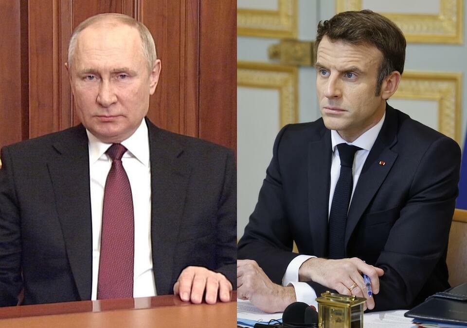 autor: Władimir Putin/Emmanuel Macron / autor: PAP/EPA/RUSSIAN PRESIDENT PRESS SERVICE/HANDOUT/PAP/EPA/LUDOVIC MARIN/POOL