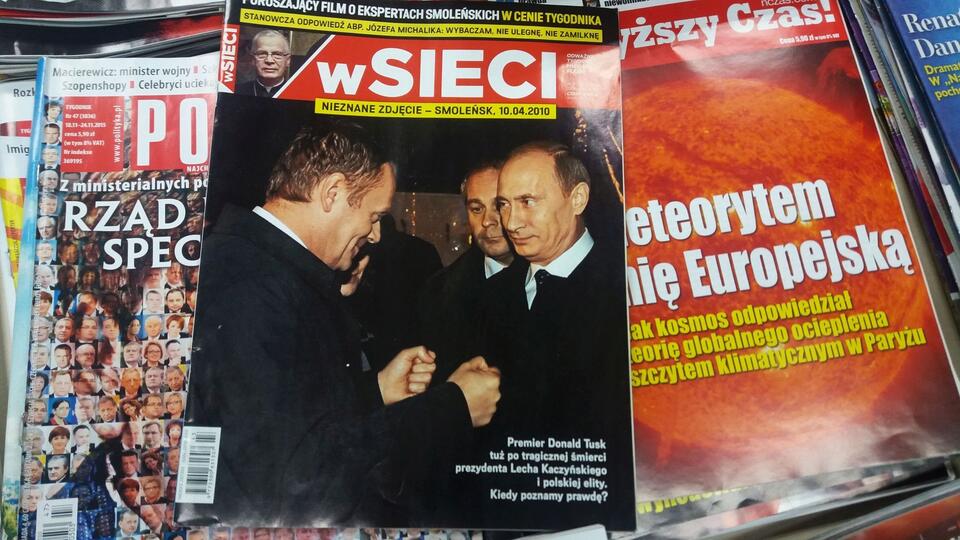 Tygodnik "Sieci" ujawniający szokujące zdjęcie ze Smoleńska, 2013 rok / autor: wPolityce.pl