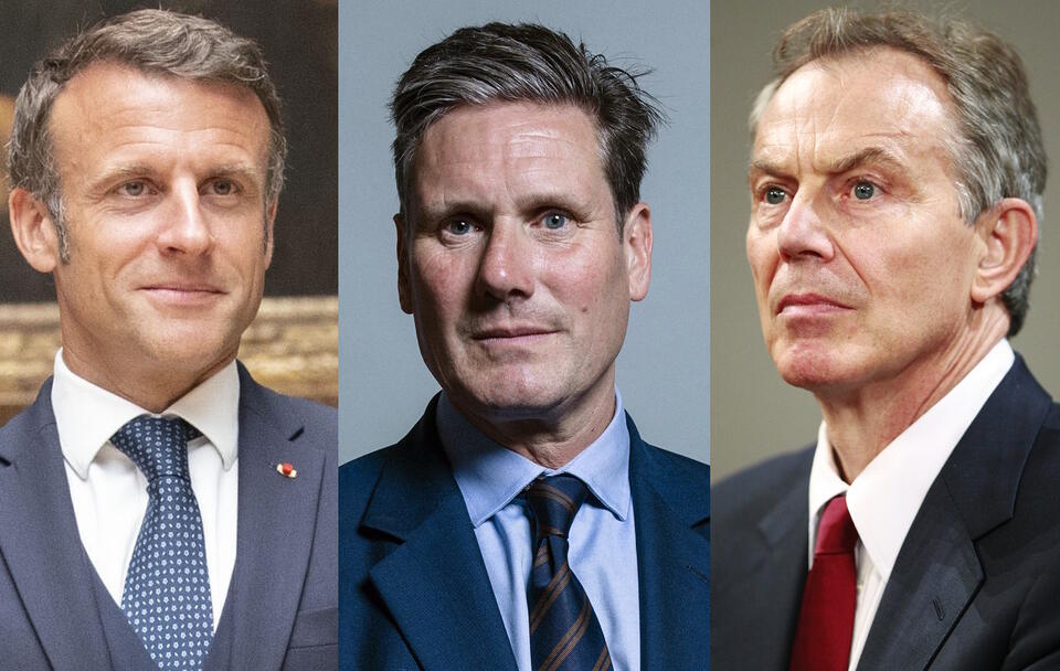 Emmanuel Macron, Keir Starmer, Tony Blair / autor: wikimedia.commons:  European Union/https://creativecommons.org/licenses/by/4.0/Quirinale.it/https://www.quirinale.it/elementi/91999/Chris McAndrew/https://creativecommons.org/licenses/by/3.0/