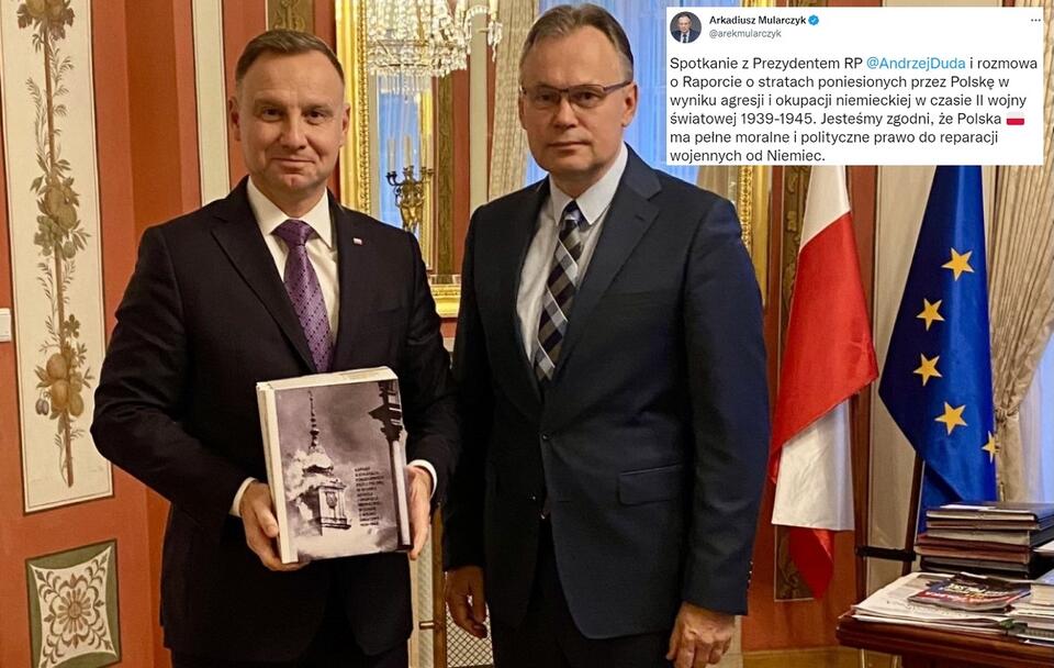 Prezydent RP Andrzej Duda/ Poseł PiS Arkadiusz Mularczyk; Wpis z Twittera / autor: Twitter/Arkadiusz Mularczyk