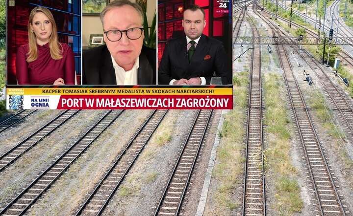 Senator Grzegorz Bierecki mówił na antenie telewizji wPolsce24 o zagrożeniach dla inwestycji logistycznej w Małaszewiczach / autor: Fratria / AS / YT - @telewizjawPolsce24 - screen