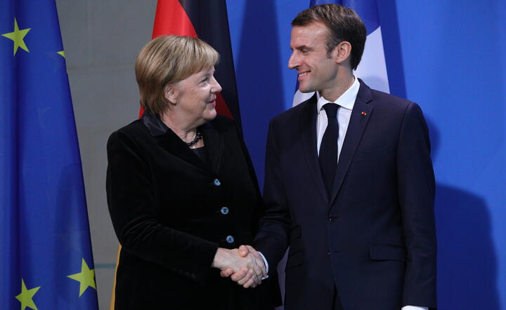 Angela Merkel/Emmanuel Macron / autor: PAP/EPA/OMER MESSINGER