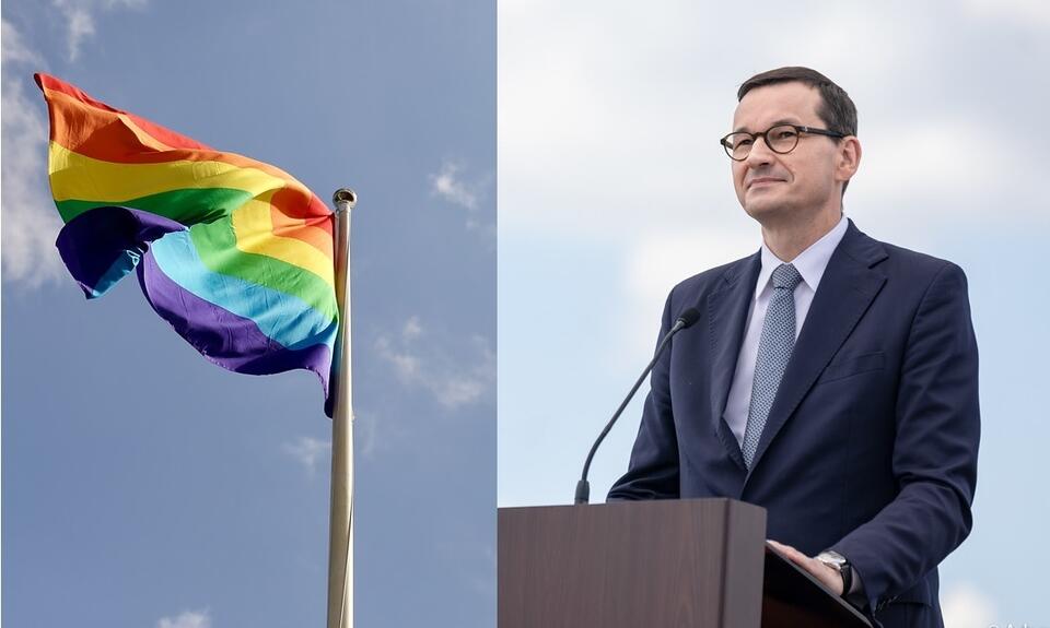 Flaga LGBT/premier Mateusz Morawiecki / autor: pixabay.com/Adam Guz/KPRM