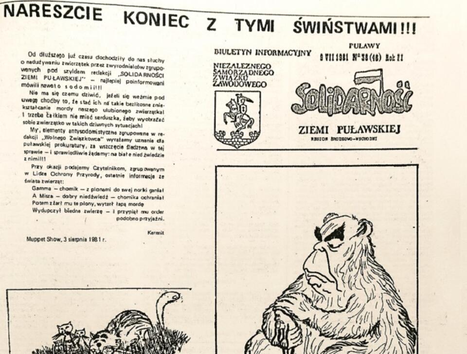 Karykatury Leonida Breżniewa, przywódcy ZSRS, w biuletynach NSZZ „Solidarność” z 1981 r. / autor: Archiwum IPN