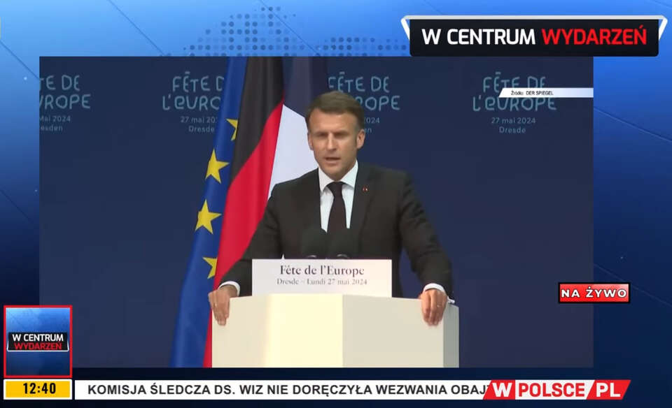 Macron z rozdziawioną gębą pełną liberalnych frazesów / autor: wPolsce