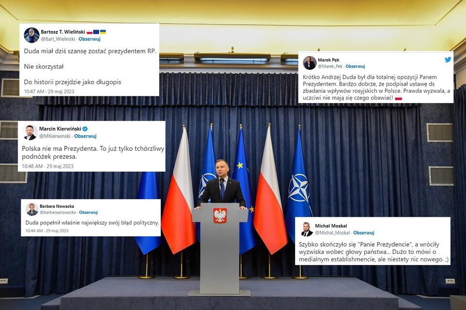 Prezydent Andrzej Duda podczas oświadczenia w Pałacu Prezydenckim w Warszawie / autor: PAP/Radek Pietruszka; Twitter