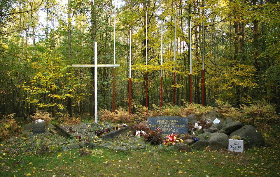 Zbiorowa mogiła 100 Polaków zamordowanych 20 III 1942 roku w Zgierzu, znajdująca się w pobliżu wsi Lućmierz-Las / autor: Wikimedia Commons - Piastu / CC-BY-SA-4.0,3.0,2.5,2.0,1.0