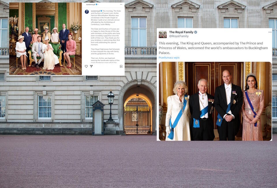 Pałac Buckingham / autor: pixabay.com/ screenshot instagram @SussexRoyal/ Twitter/X @RoyalFamily