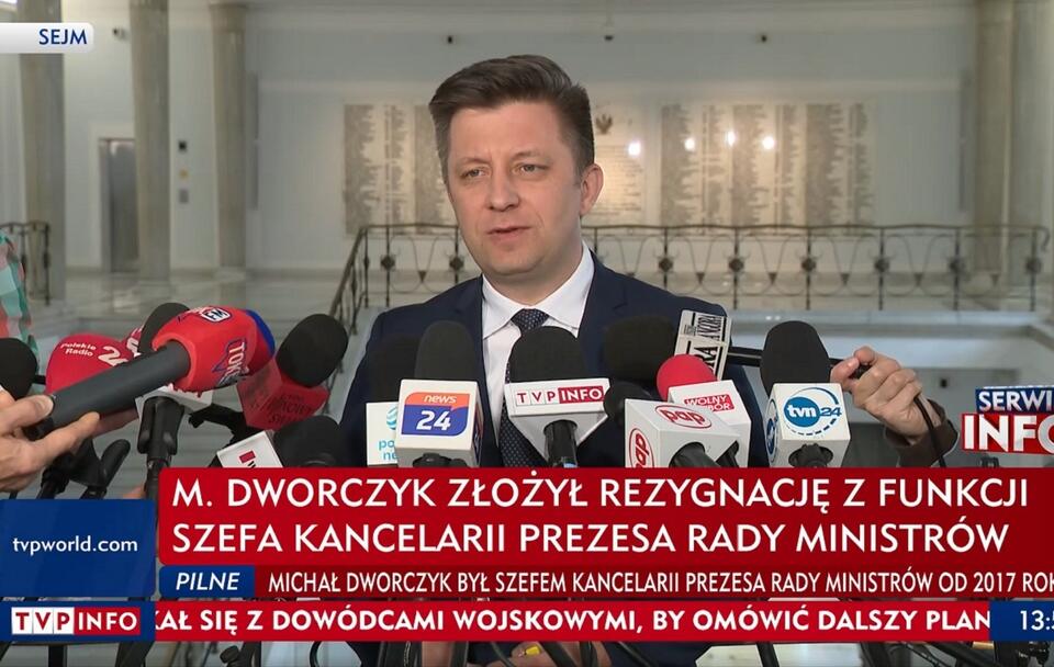 Michał Dworczyk odchodzi ze stanowiska szefa KPRM / autor: screen TVP Info