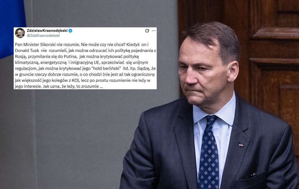 Sikorski drwi z PiS. Krasnodębski sprowadził go na ziemię